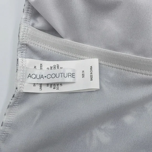 Aqua Couture Black & White Curvy Bathing Suit Adjustable Straps Swimsuit - 3X - Picture 12 of 14